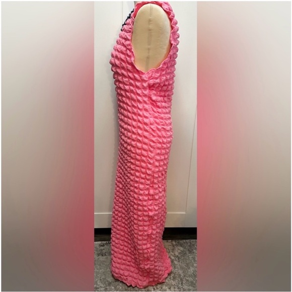 Pink Bubble Textured Maxi Dress Sleeveless NEW! FIRM! - Picture 4 of 4